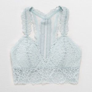 Aerie AE Highlands Lace Longline Bralette Blue